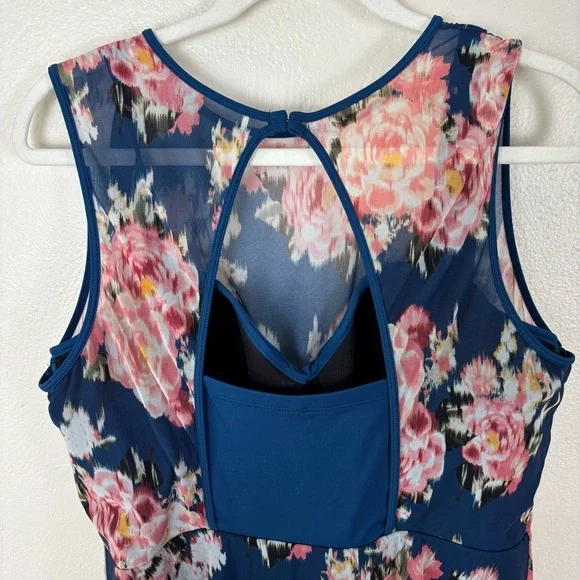Torrid Floral Underwire Long Mesh Overlay Swim Dress w/ Brief Size 2X DD/F - Picture 5 of 10
